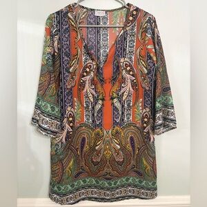 Christin Michaels Multicolor Patterned Shift Mini Dress